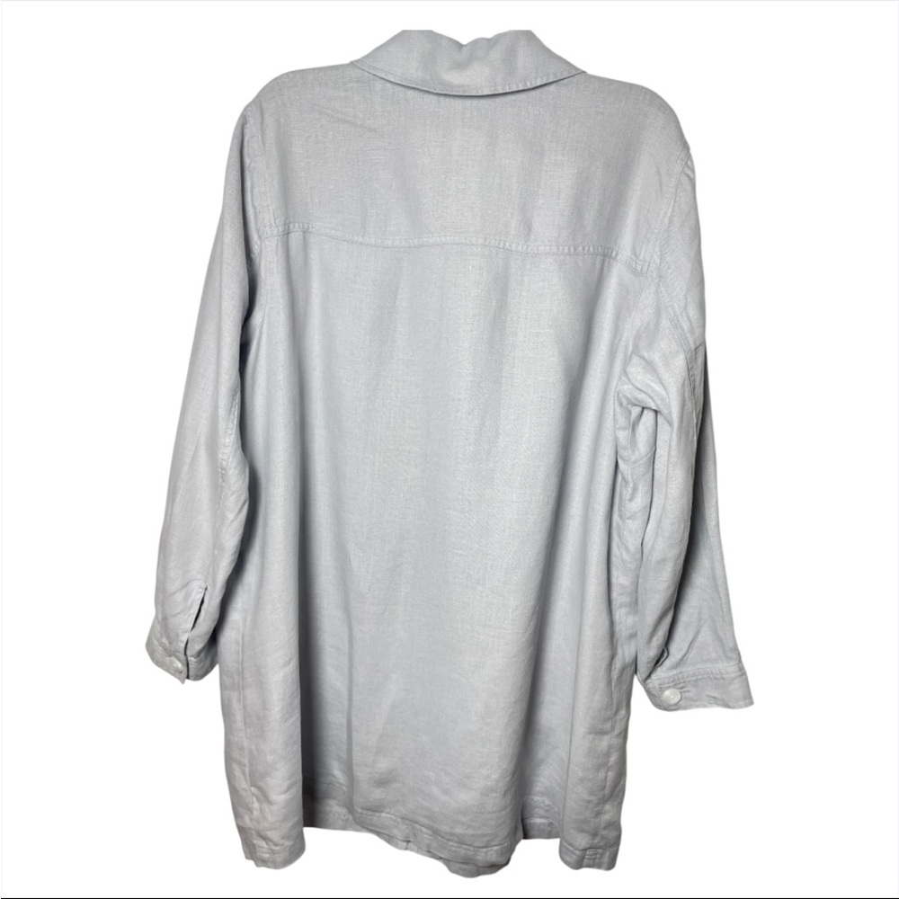 J.Jill Love Linen XL 100% Linen Button Front Shacket Oversized Gray Lagenlook - Picture 4 of 5